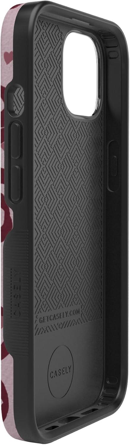 imageCasely iPhone 15 Pro Case Heart Noir Tiny Hearts Bold Protective Design MagSafe Compatible DesignCoquette Crush Bows