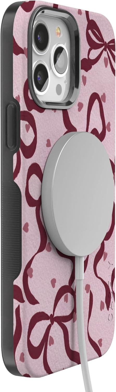 imageCasely iPhone 15 Pro Case Heart Noir Tiny Hearts Bold Protective Design MagSafe Compatible DesignCoquette Crush Bows
