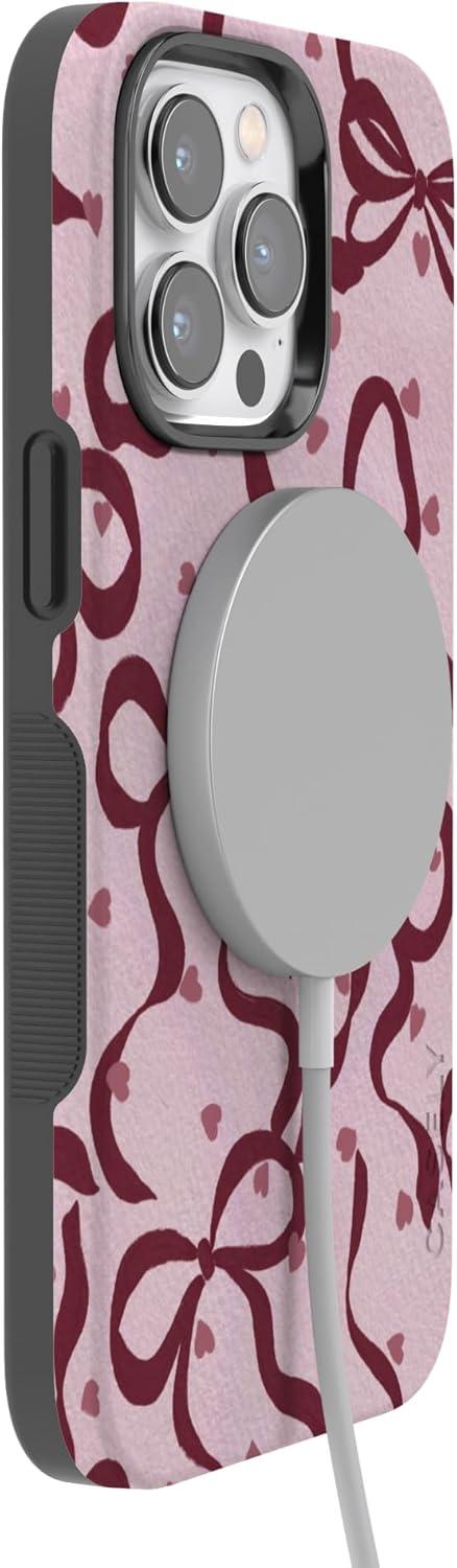 imageCasely iPhone 15 Pro Case Heart Noir Tiny Hearts Bold Protective Design MagSafe Compatible DesignCoquette Crush Bows