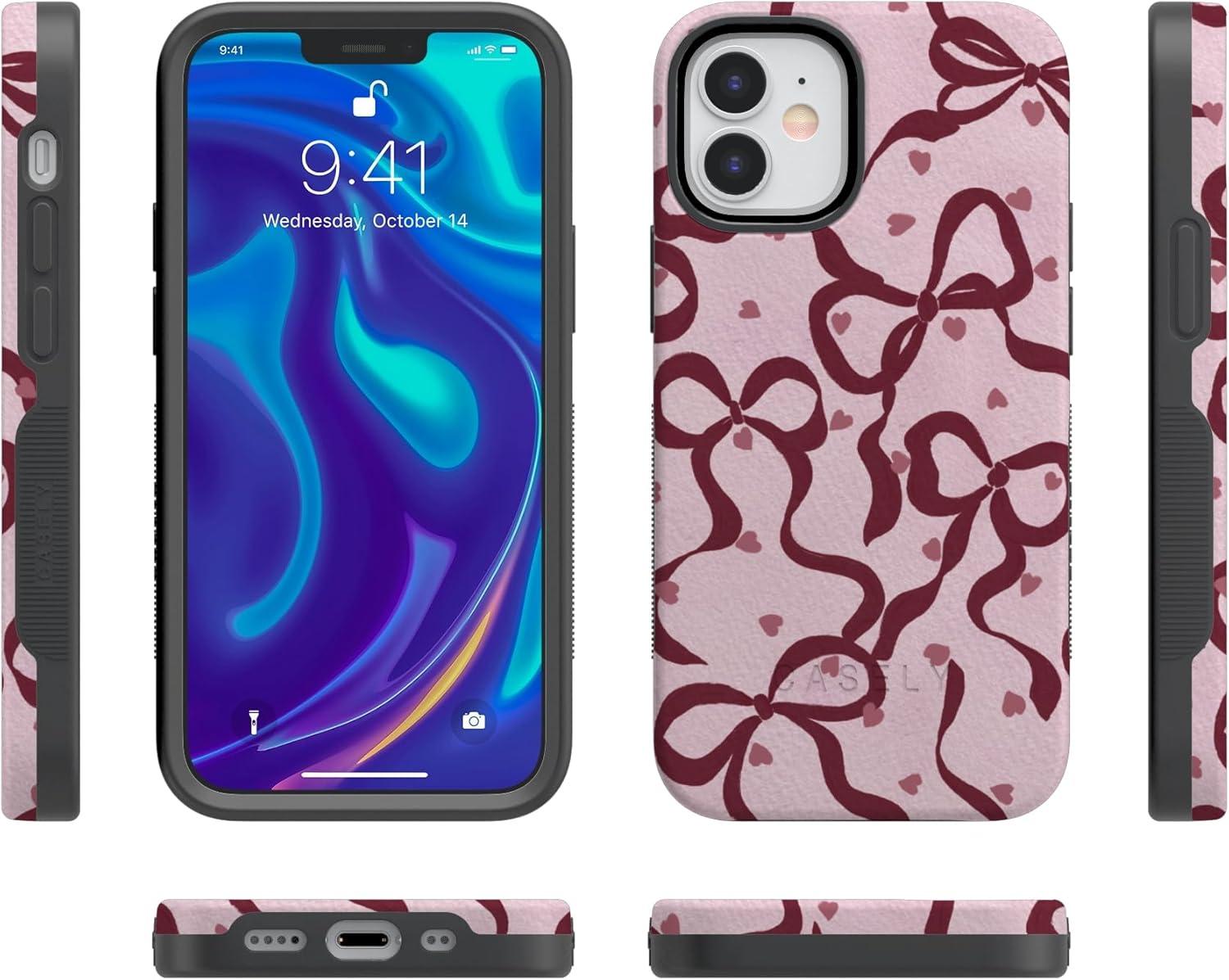 imageCasely iPhone 15 Pro Case Heart Noir Tiny Hearts Bold Protective Design MagSafe Compatible DesignCoquette Crush Bows