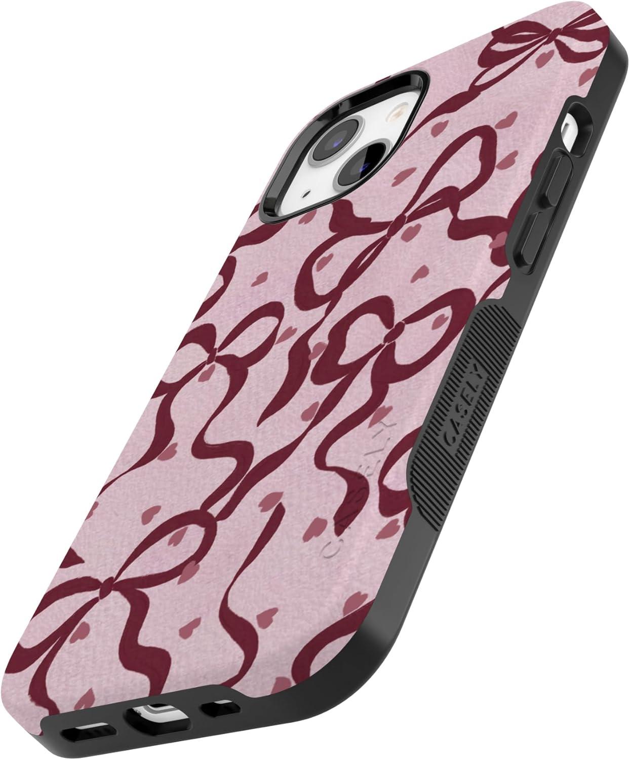 imageCasely iPhone 15 Pro Case Heart Noir Tiny Hearts Bold Protective Design MagSafe Compatible DesignCoquette Crush Bows