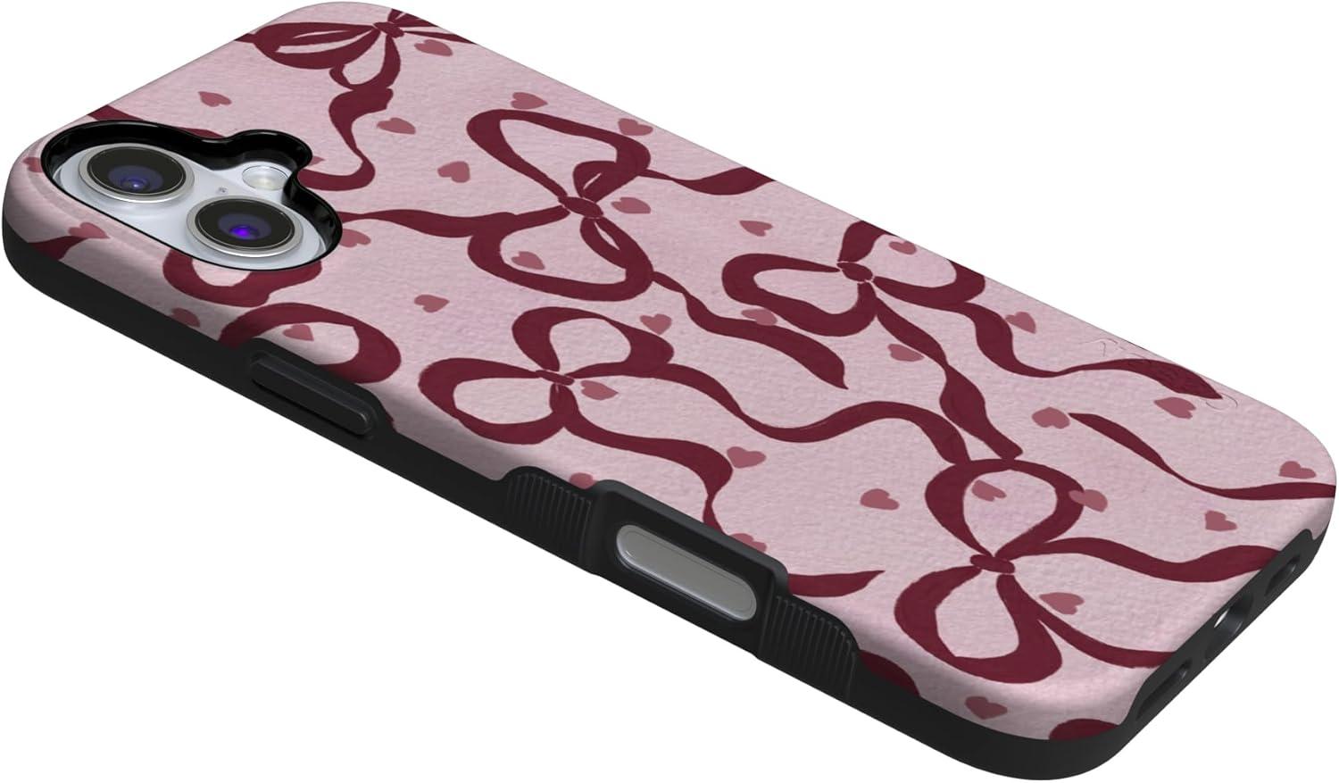 imageCasely iPhone 15 Pro Case Heart Noir Tiny Hearts Bold Protective Design MagSafe Compatible DesignCoquette Crush Bows