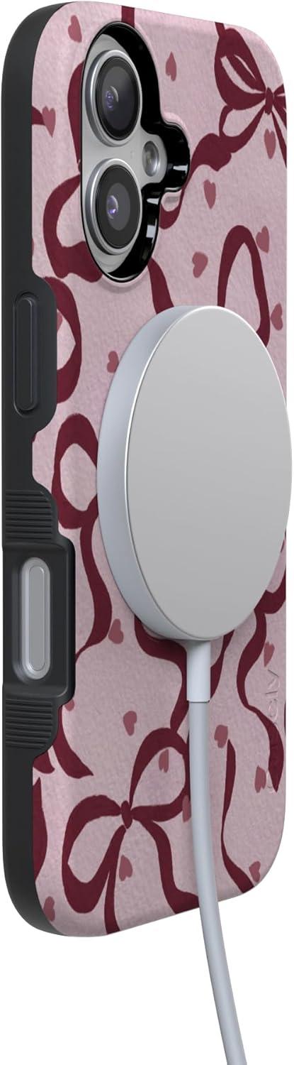 imageCasely iPhone 15 Pro Case Heart Noir Tiny Hearts Bold Protective Design MagSafe Compatible DesignCoquette Crush Bows