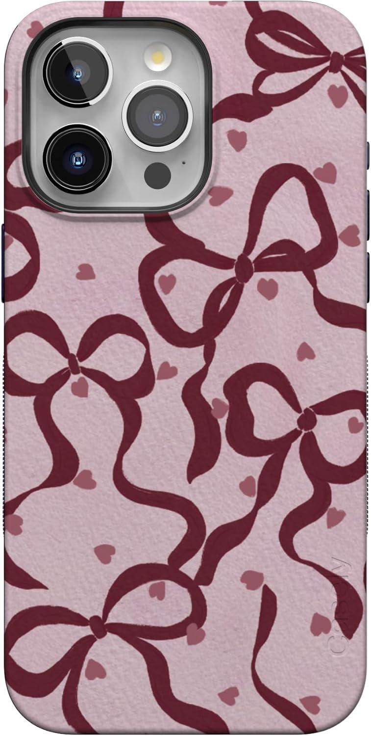 imageCasely iPhone 15 Pro Case Heart Noir Tiny Hearts Bold Protective Design MagSafe Compatible DesignCoquette Crush Bows