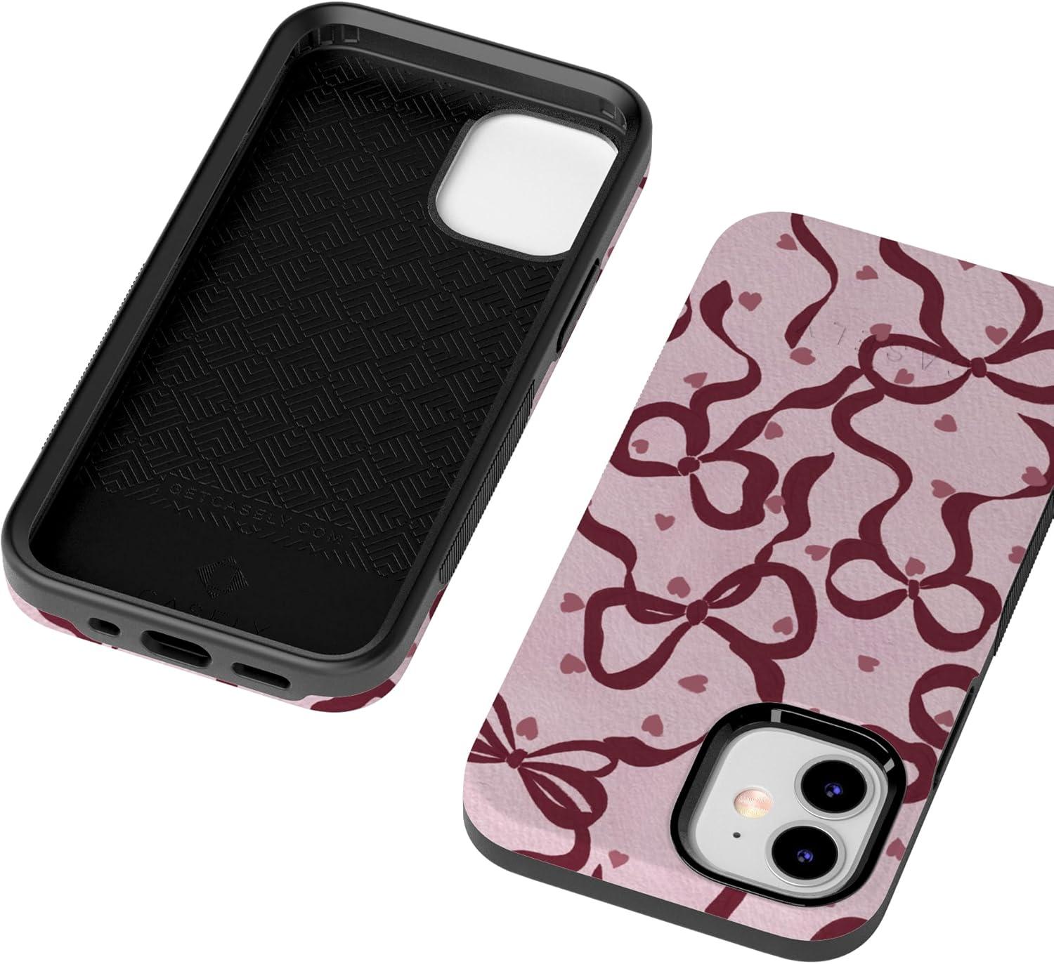 imageCasely iPhone 15 Pro Case Heart Noir Tiny Hearts Bold Protective Design MagSafe Compatible DesignCoquette Crush Bows