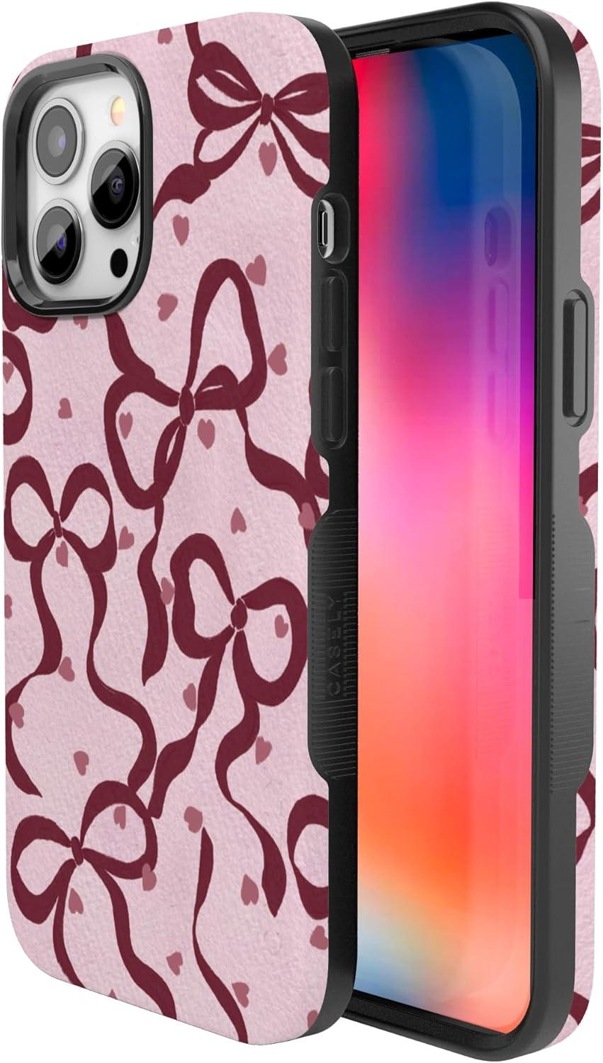 imageCasely iPhone 15 Pro Case Heart Noir Tiny Hearts Bold Protective Design MagSafe Compatible DesignCoquette Crush Bows
