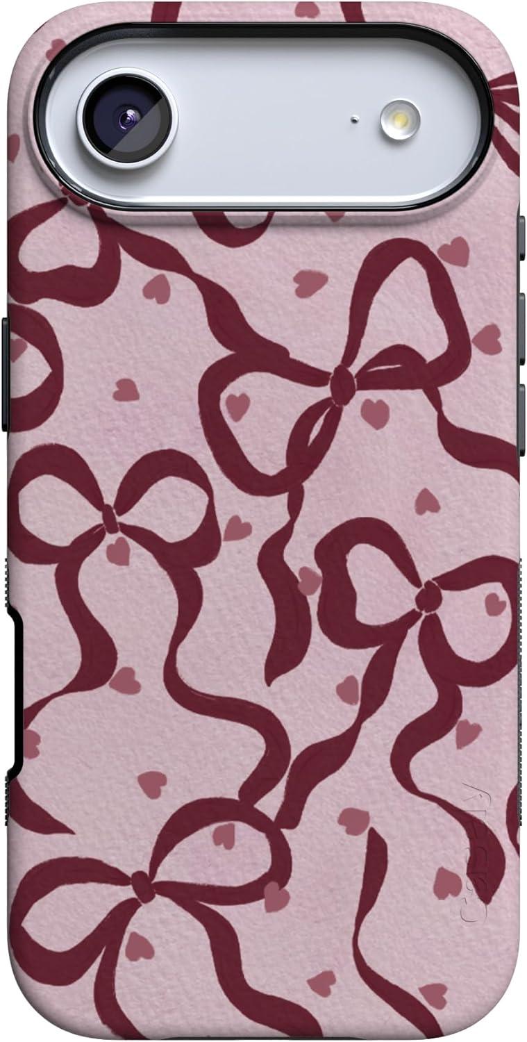 imageCasely iPhone 15 Pro Case Heart Noir Tiny Hearts Bold Protective Design MagSafe Compatible DesignCoquette Crush Bows