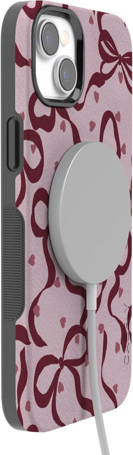 imageCasely iPhone 15 Pro Case Heart Noir Tiny Hearts Bold Protective Design MagSafe Compatible DesignCoquette Crush Bows