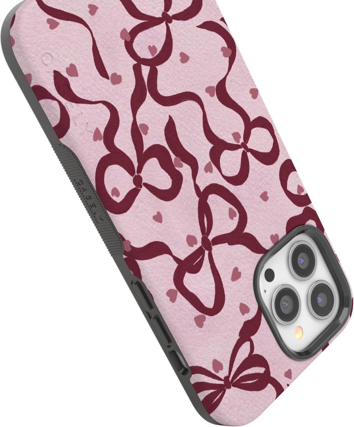 imageCasely iPhone 15 Pro Case Heart Noir Tiny Hearts Bold Protective Design MagSafe Compatible DesignCoquette Crush Bows