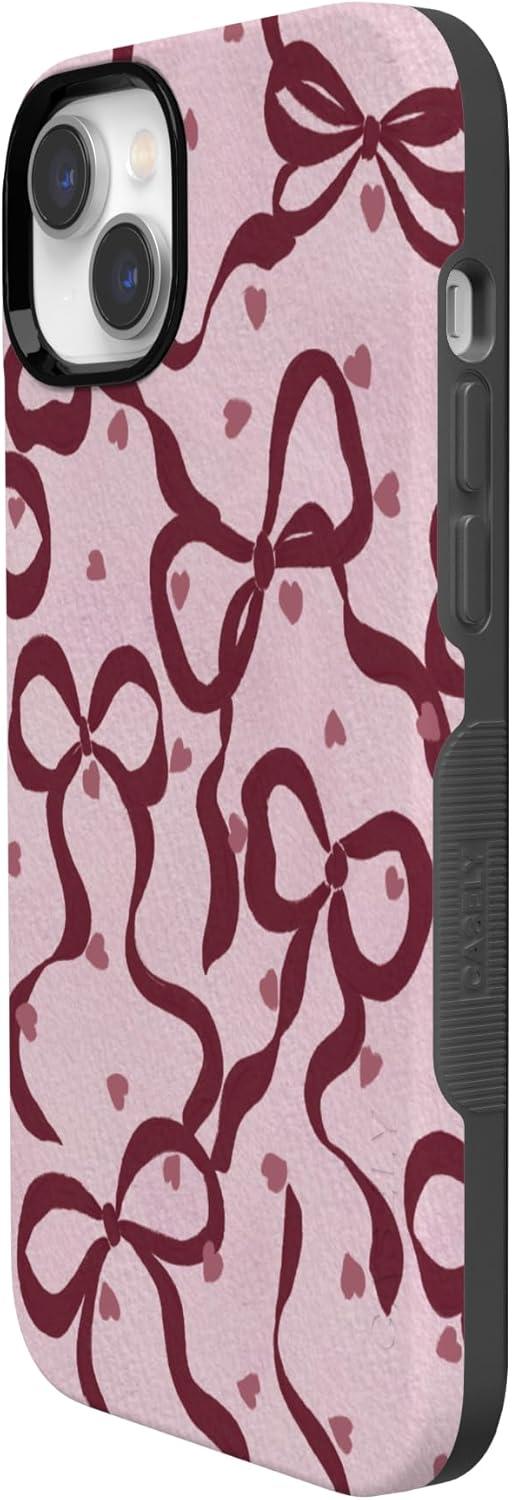 imageCasely iPhone 15 Pro Case Heart Noir Tiny Hearts Bold Protective Design MagSafe Compatible DesignCoquette Crush Bows