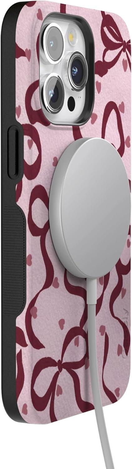 imageCasely iPhone 15 Pro Case Heart Noir Tiny Hearts Bold Protective Design MagSafe Compatible DesignCoquette Crush Bows