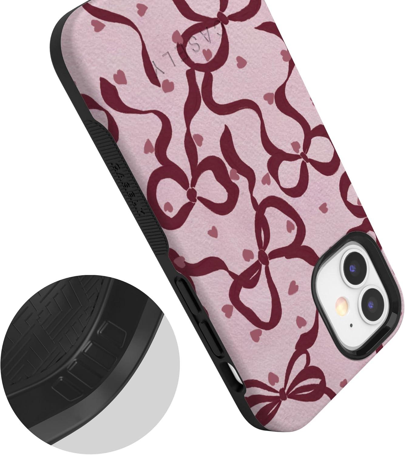 imageCasely iPhone 15 Pro Case Heart Noir Tiny Hearts Bold Protective Design MagSafe Compatible DesignCoquette Crush Bows