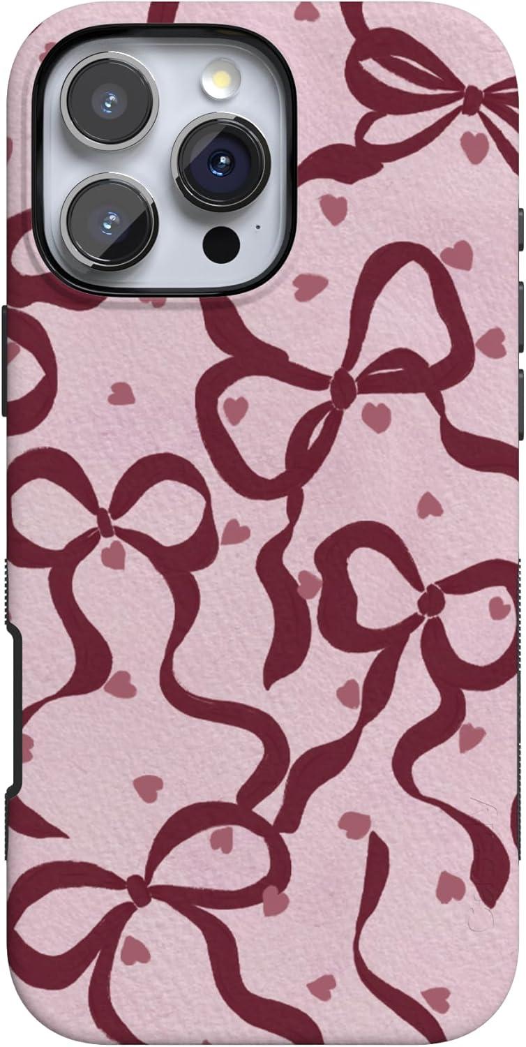 imageCasely iPhone 15 Pro Case Heart Noir Tiny Hearts Bold Protective Design MagSafe Compatible DesignCoquette Crush Bows