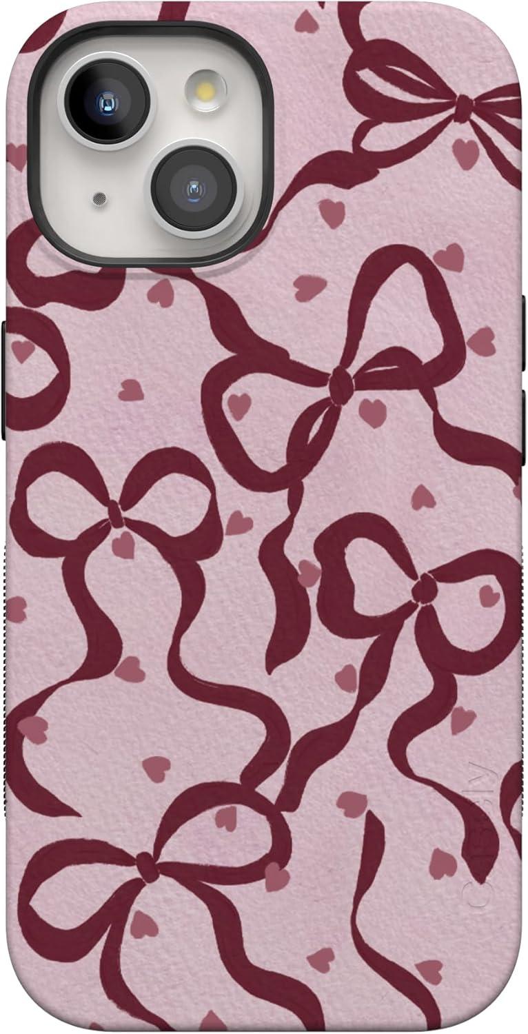 imageCasely iPhone 15 Pro Case Heart Noir Tiny Hearts Bold Protective Design MagSafe Compatible DesignCoquette Crush Bows