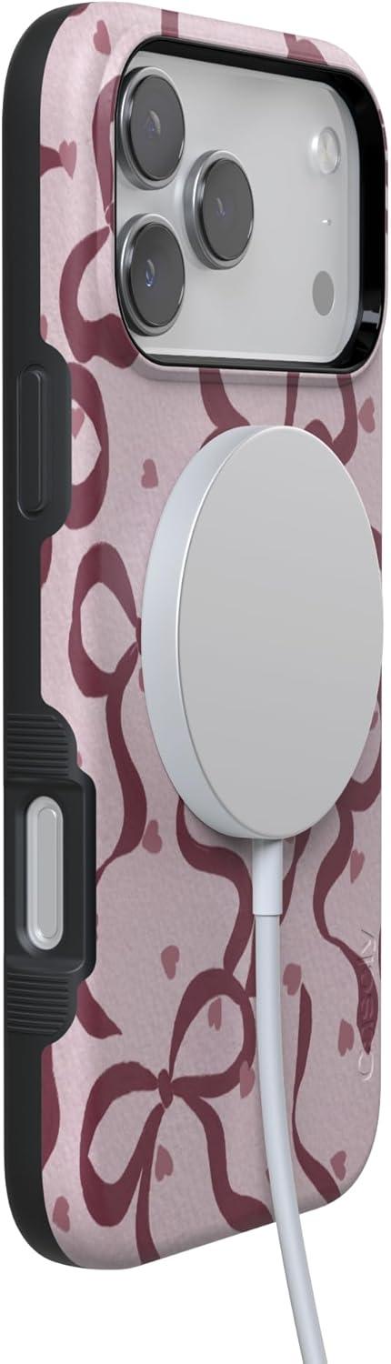 imageCasely iPhone 15 Pro Case Heart Noir Tiny Hearts Bold Protective Design MagSafe Compatible DesignCoquette Crush Bows