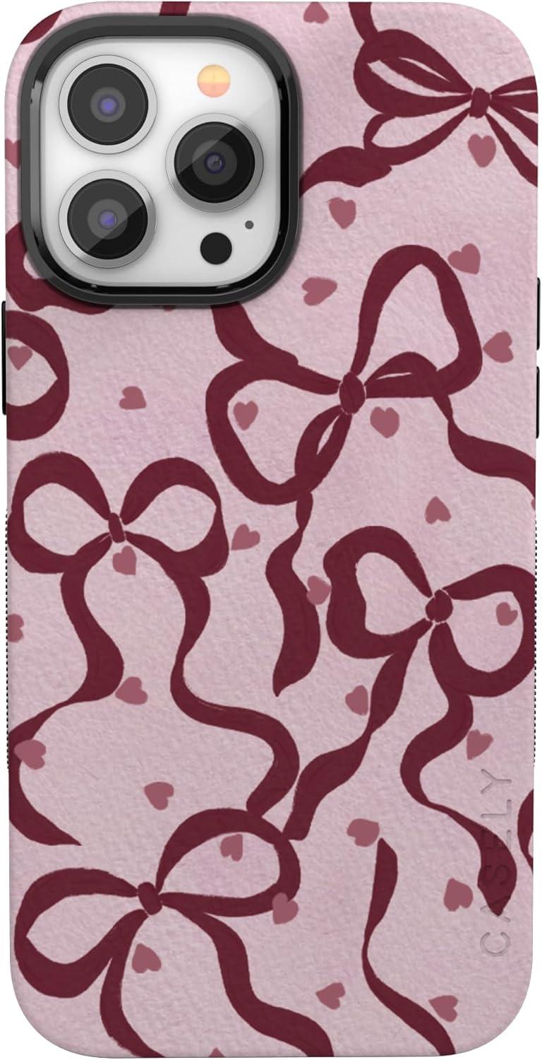 imageCasely iPhone 15 Pro Case Heart Noir Tiny Hearts Bold Protective Design MagSafe Compatible DesignCoquette Crush Bows