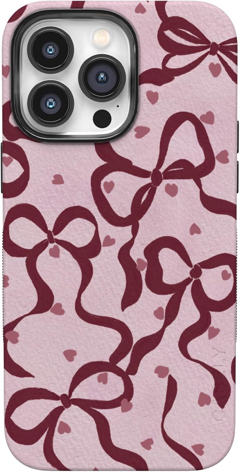 imageCasely iPhone 15 Pro Case Heart Noir Tiny Hearts Bold Protective Design MagSafe Compatible DesignCoquette Crush Bows