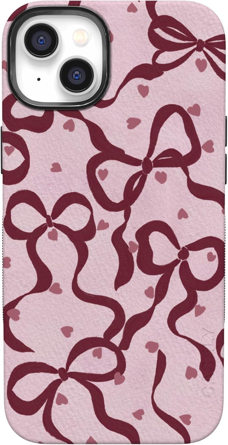 imageCasely iPhone 15 Pro Case Heart Noir Tiny Hearts Bold Protective Design MagSafe Compatible DesignCoquette Crush Bows