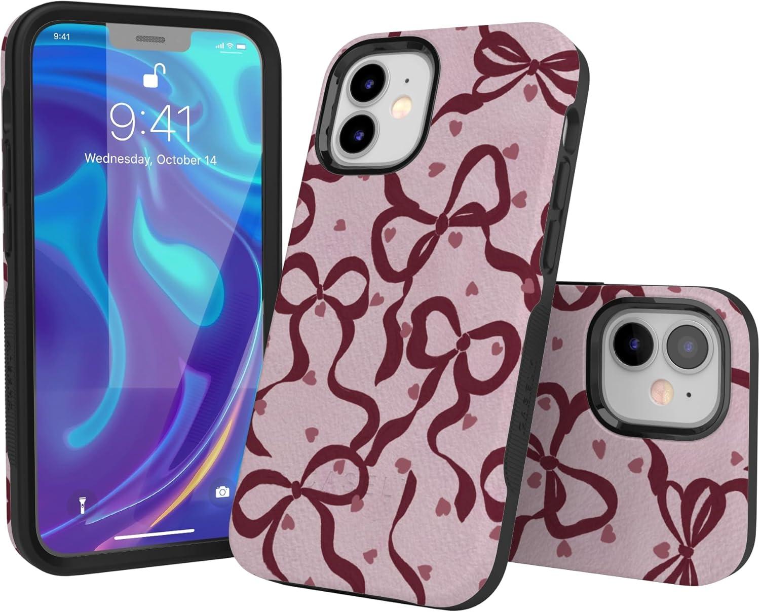 imageCasely iPhone 15 Pro Case Heart Noir Tiny Hearts Bold Protective Design MagSafe Compatible DesignCoquette Crush Bows