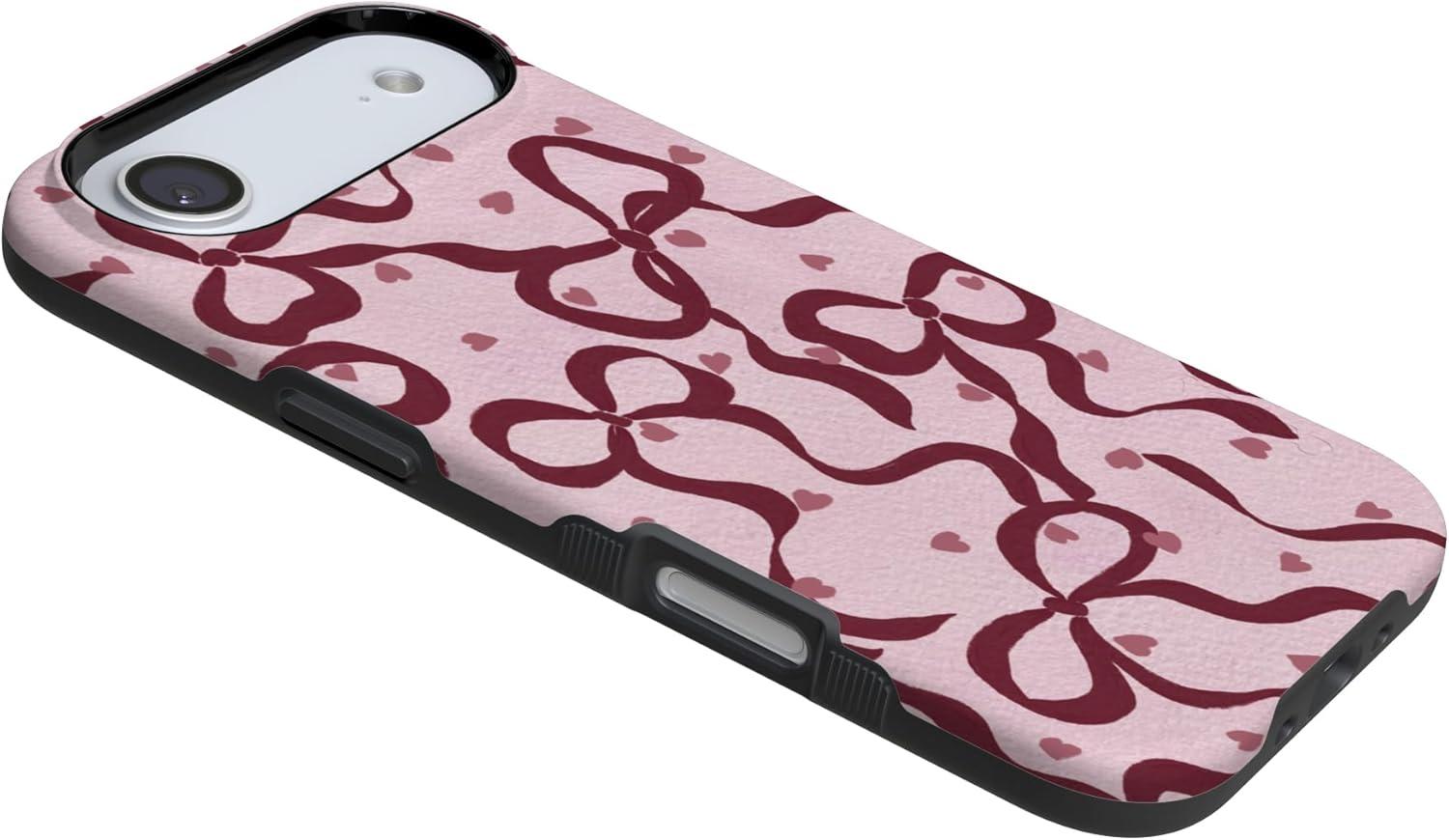 imageCasely iPhone 15 Pro Case Heart Noir Tiny Hearts Bold Protective Design MagSafe Compatible DesignCoquette Crush Bows