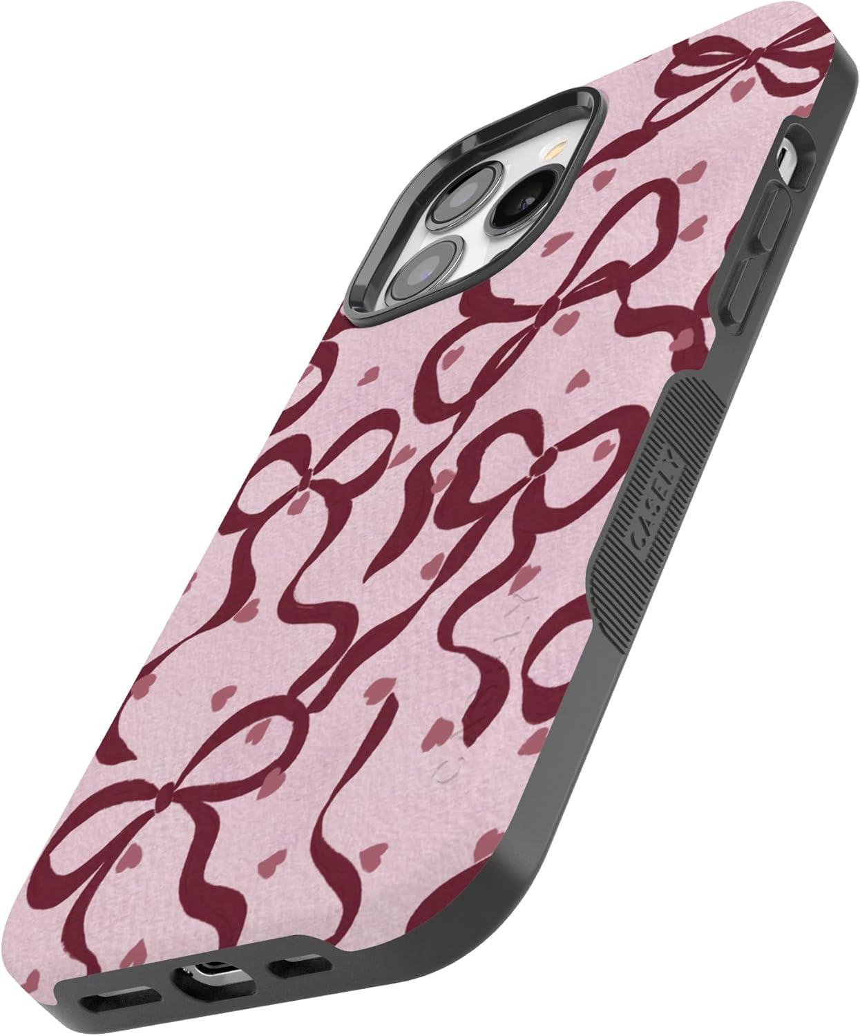 imageCasely iPhone 15 Pro Case Heart Noir Tiny Hearts Bold Protective Design MagSafe Compatible DesignCoquette Crush Bows