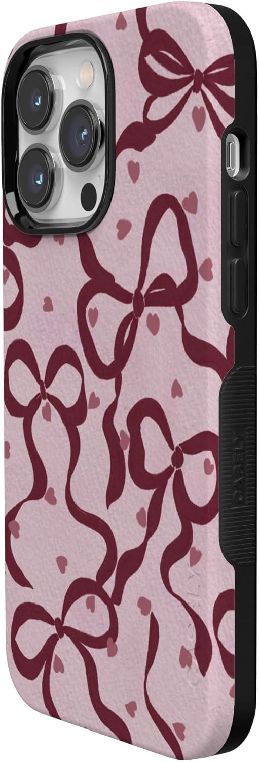 imageCasely iPhone 15 Pro Case Heart Noir Tiny Hearts Bold Protective Design MagSafe Compatible DesignCoquette Crush Bows