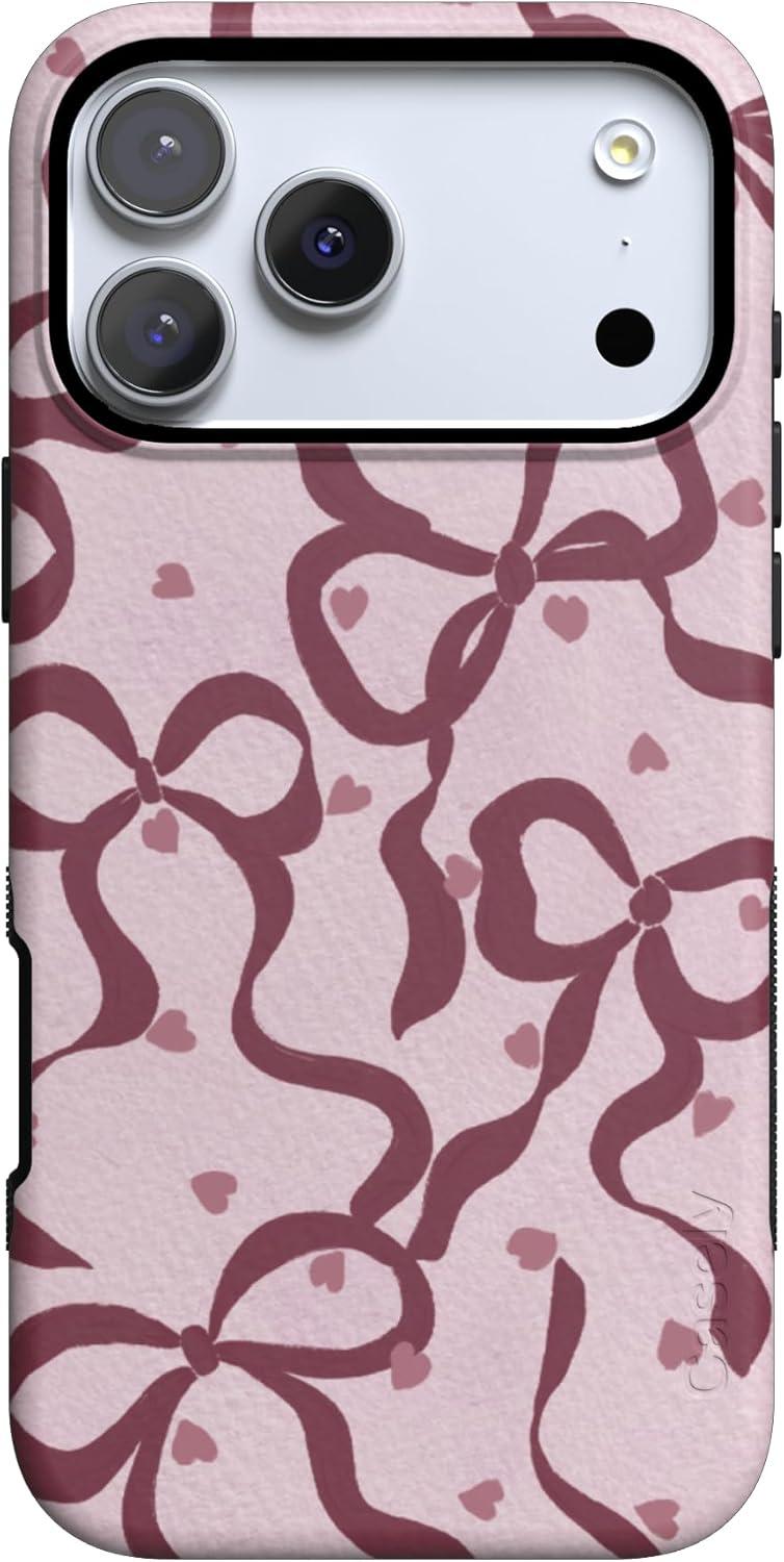 imageCasely iPhone 15 Pro Case Heart Noir Tiny Hearts Bold Protective Design MagSafe Compatible DesignCoquette Crush Bows