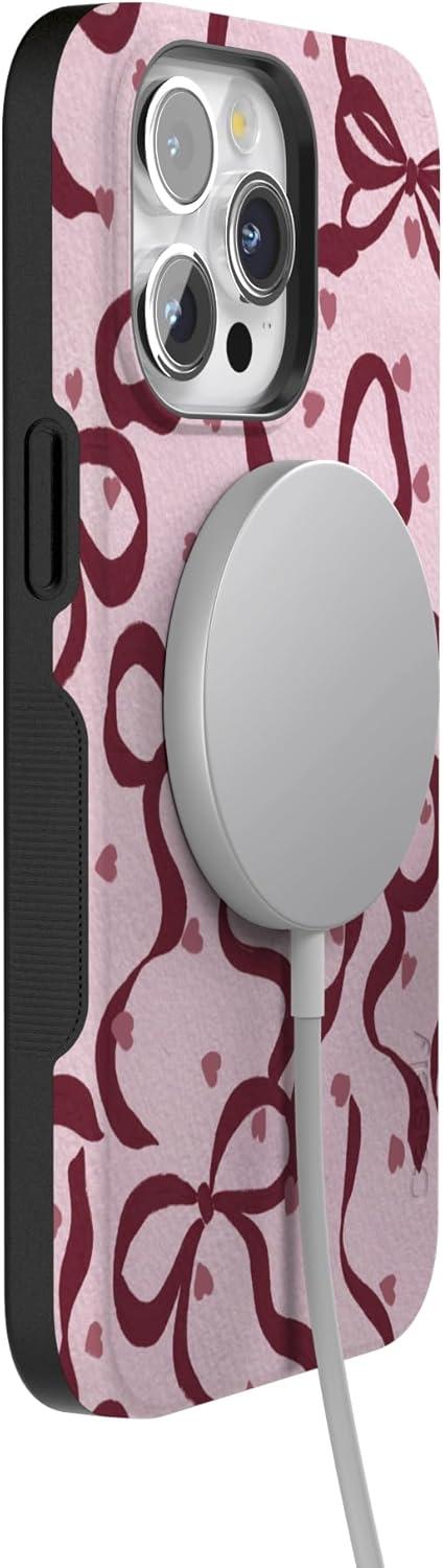 imageCasely iPhone 15 Pro Case Heart Noir Tiny Hearts Bold Protective Design MagSafe Compatible DesignCoquette Crush Bows