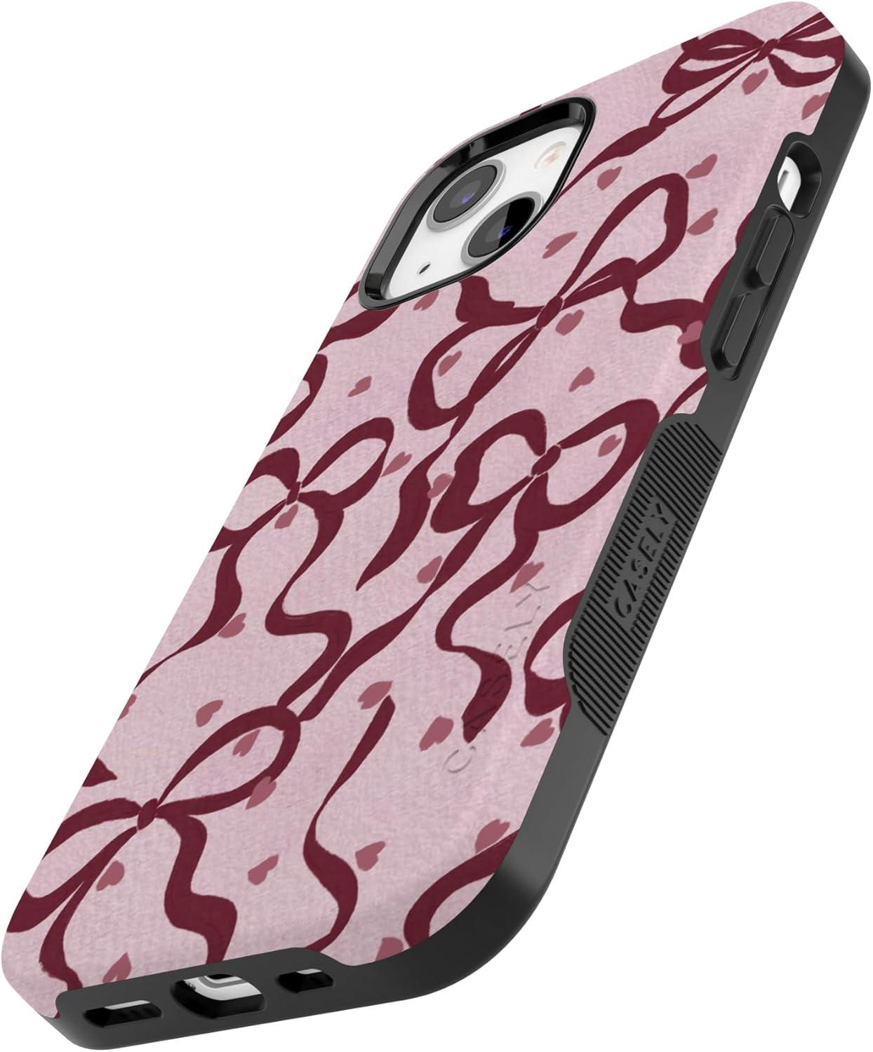 imageCasely iPhone 15 Pro Case Heart Noir Tiny Hearts Bold Protective Design MagSafe Compatible DesignCoquette Crush Bows