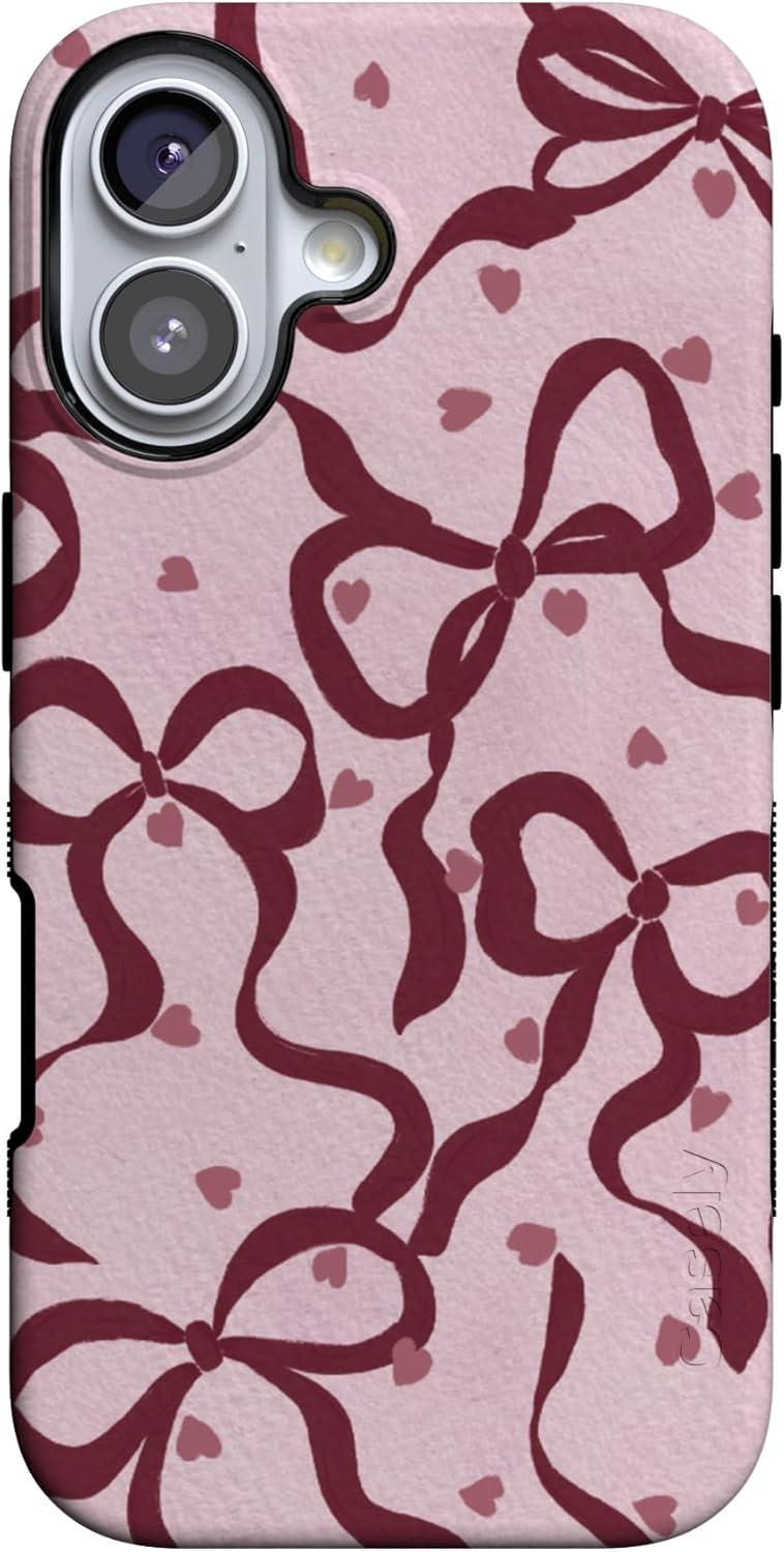 imageCasely iPhone 15 Pro Case Heart Noir Tiny Hearts Bold Protective Design MagSafe Compatible DesignCoquette Crush Bows