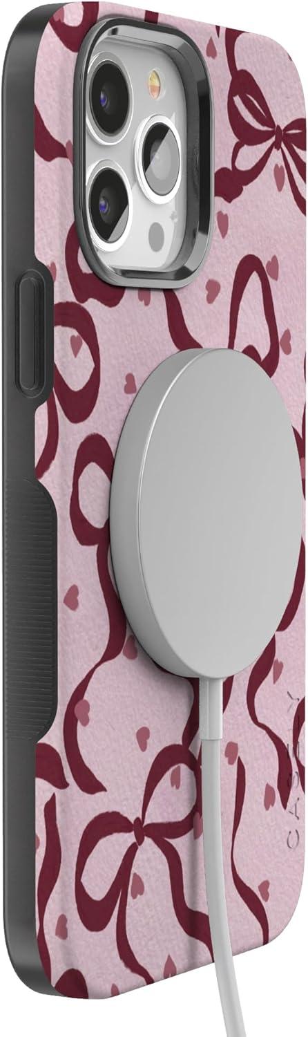 imageCasely iPhone 15 Pro Case Heart Noir Tiny Hearts Bold Protective Design MagSafe Compatible DesignCoquette Crush Bows