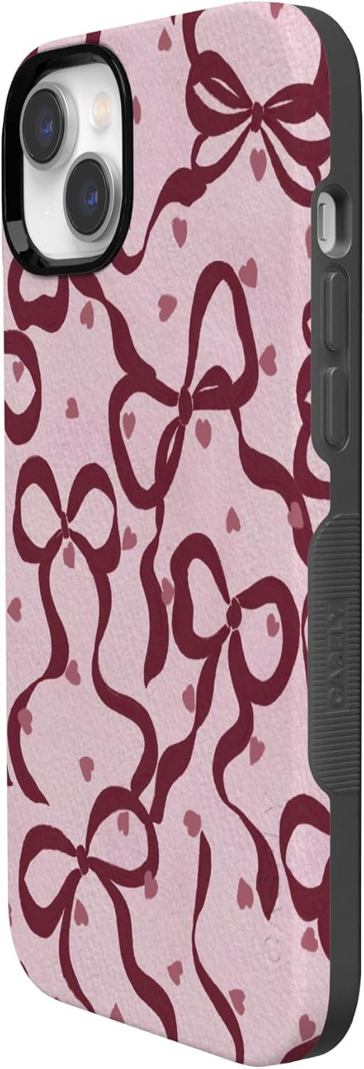 imageCasely iPhone 15 Pro Case Heart Noir Tiny Hearts Bold Protective Design MagSafe Compatible DesignCoquette Crush Bows