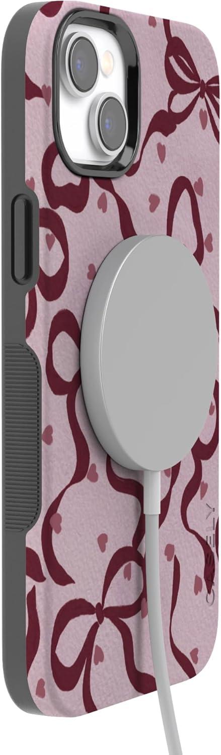 imageCasely iPhone 15 Pro Case Heart Noir Tiny Hearts Bold Protective Design MagSafe Compatible DesignCoquette Crush Bows