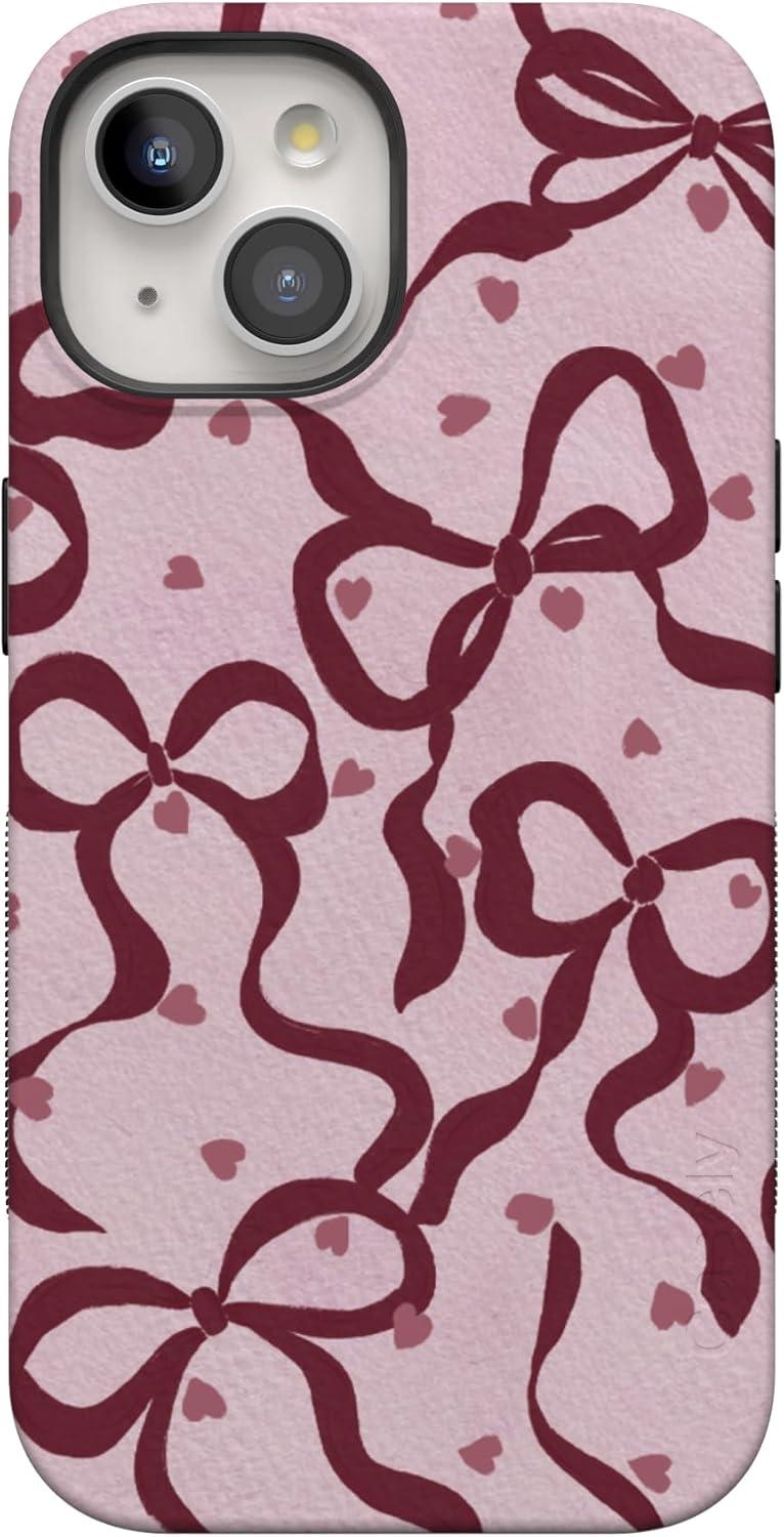 imageCasely iPhone 15 Pro Case Heart Noir Tiny Hearts Bold Protective Design MagSafe Compatible DesignCoquette Crush Bows