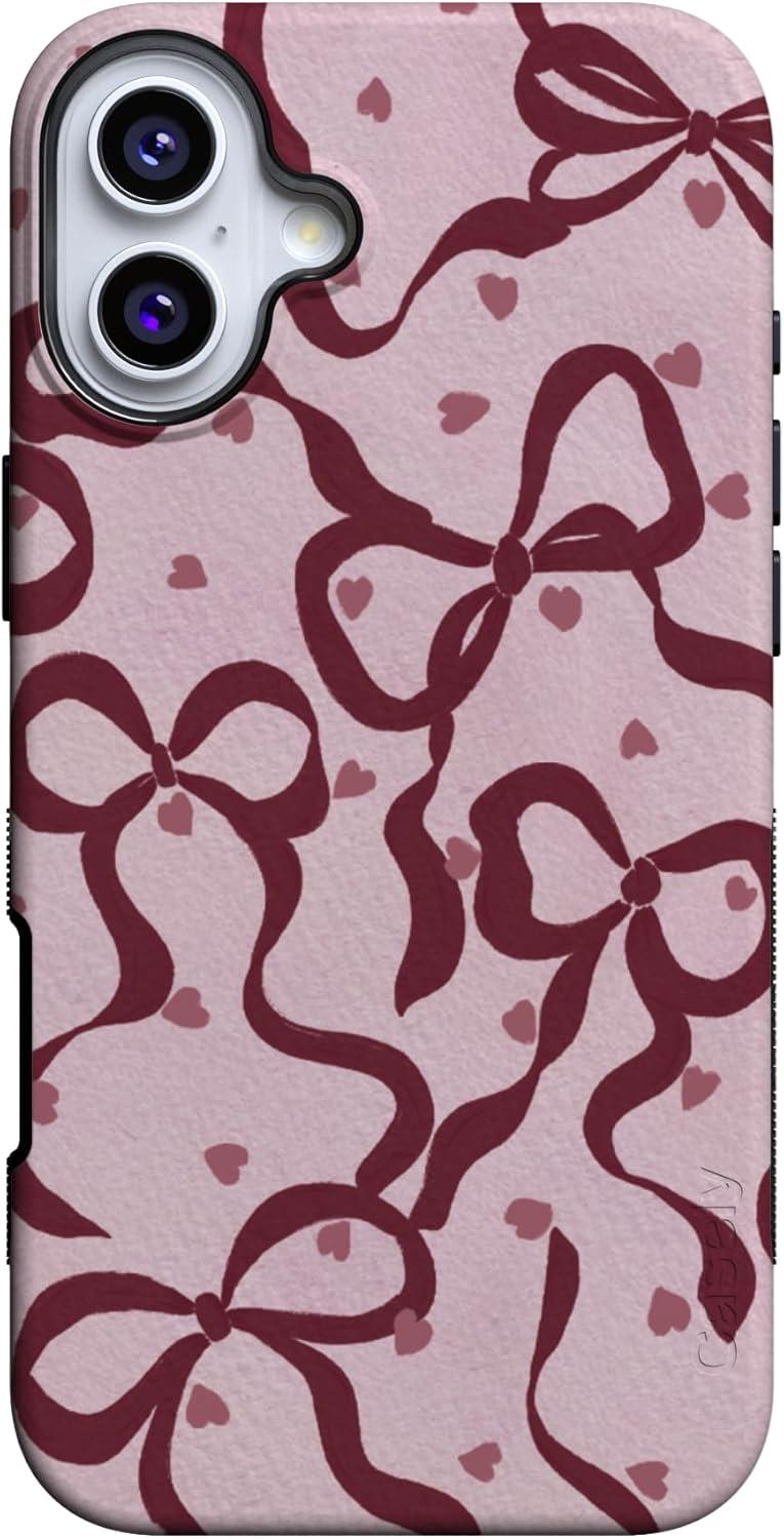 imageCasely iPhone 15 Pro Case Heart Noir Tiny Hearts Bold Protective Design MagSafe Compatible DesignCoquette Crush Bows