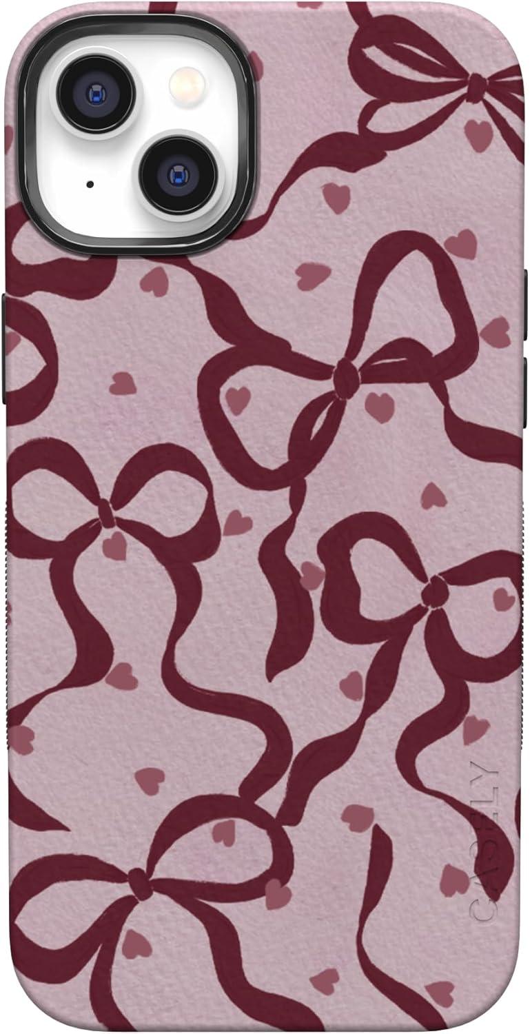 imageCasely iPhone 15 Pro Case Heart Noir Tiny Hearts Bold Protective Design MagSafe Compatible DesignCoquette Crush Bows