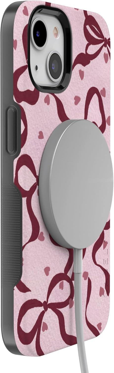 imageCasely iPhone 15 Pro Case Heart Noir Tiny Hearts Bold Protective Design MagSafe Compatible DesignCoquette Crush Bows