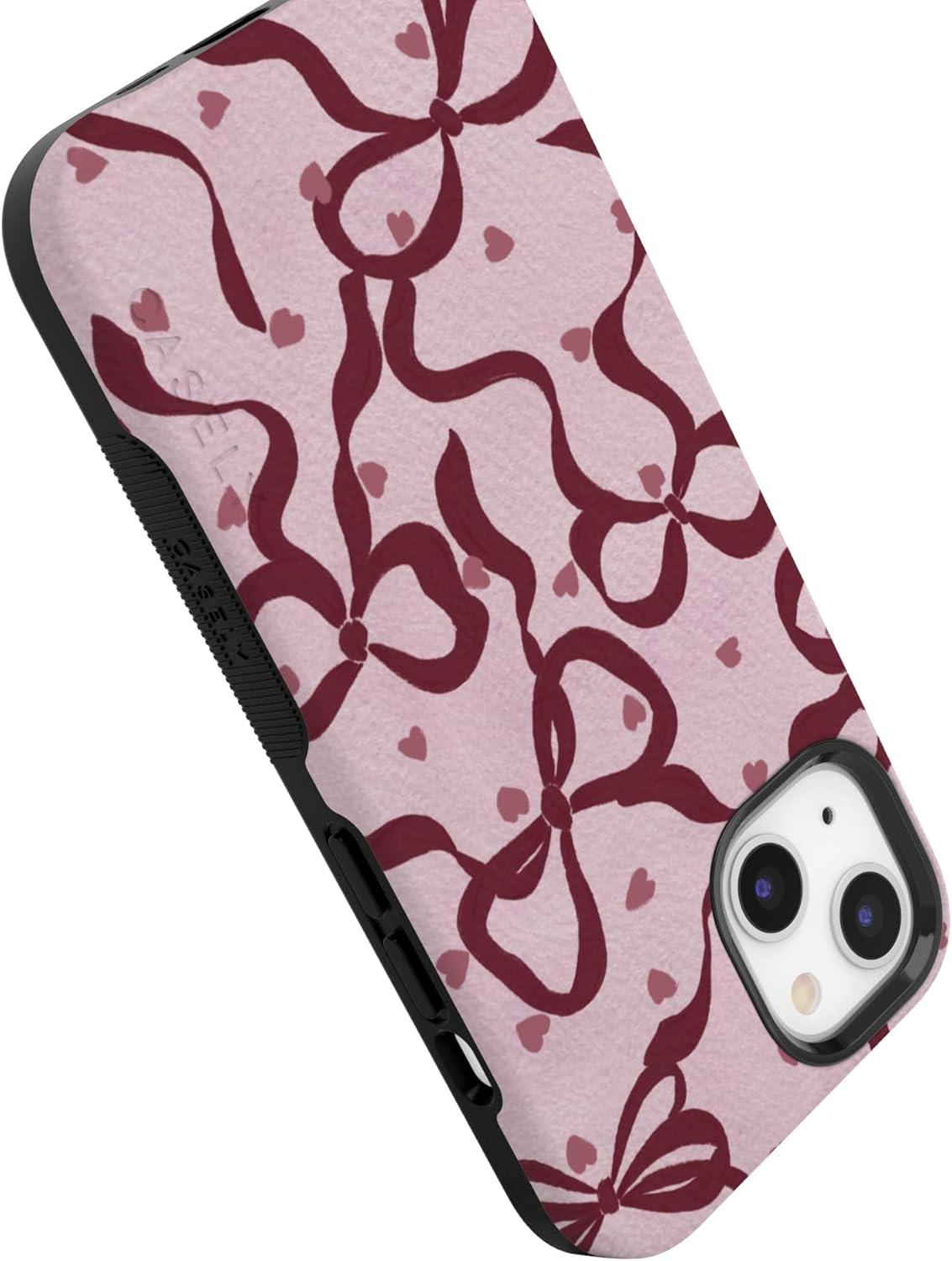 imageCasely iPhone 15 Pro Case Heart Noir Tiny Hearts Bold Protective Design MagSafe Compatible DesignCoquette Crush Bows