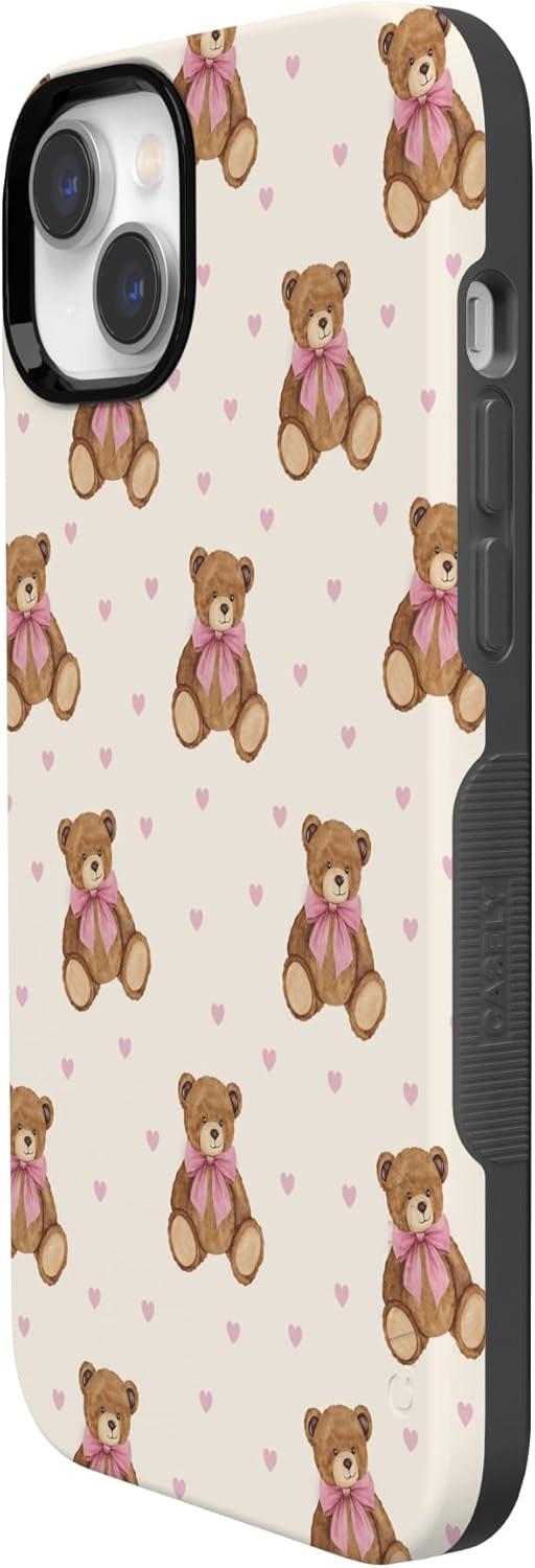 imageCasely iPhone 15 Pro Case Heart Noir Tiny Hearts Bold Protective Design MagSafe Compatible DesignCuddle Club Teddy Bear