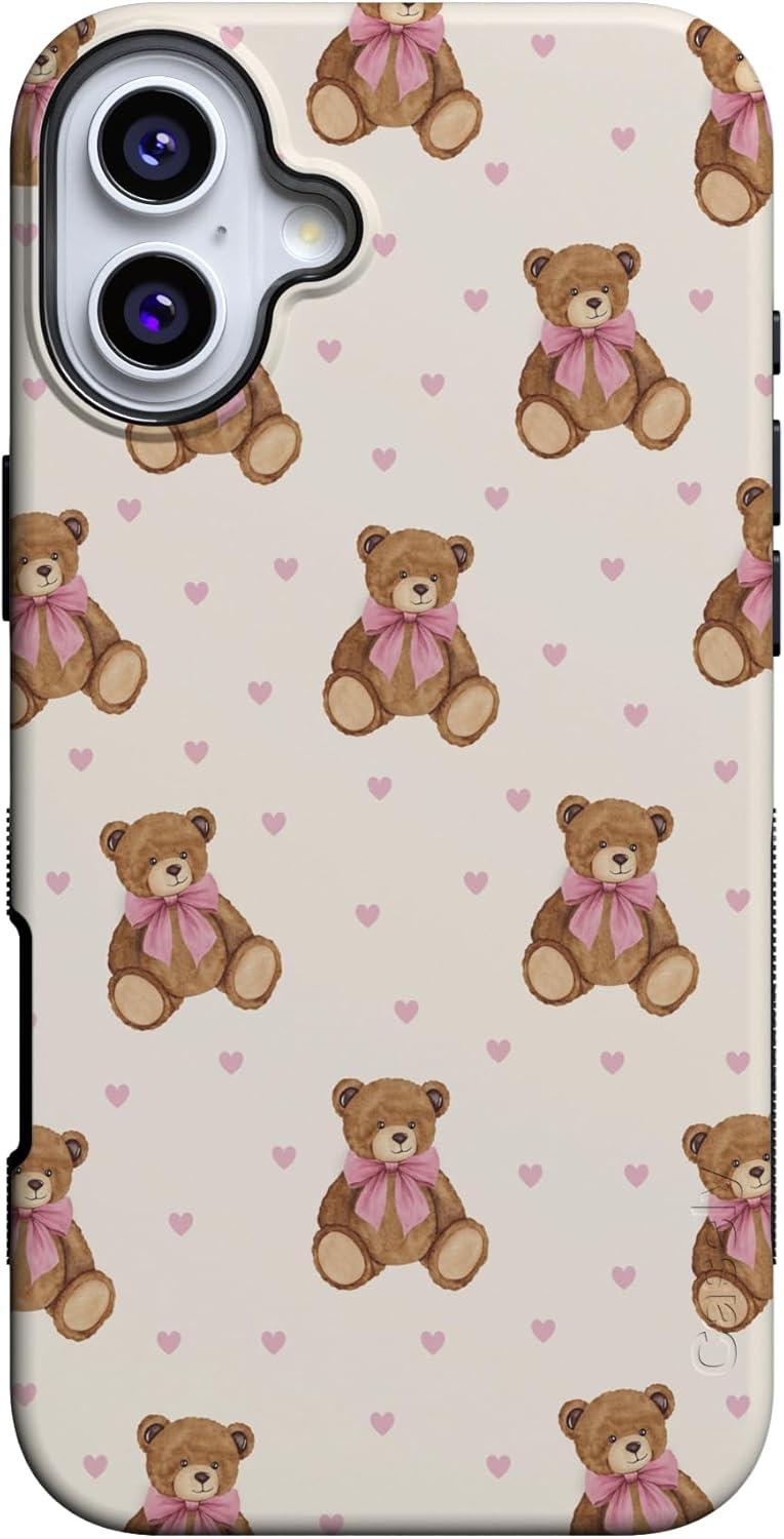 imageCasely iPhone 15 Pro Case Heart Noir Tiny Hearts Bold Protective Design MagSafe Compatible DesignCuddle Club Teddy Bear