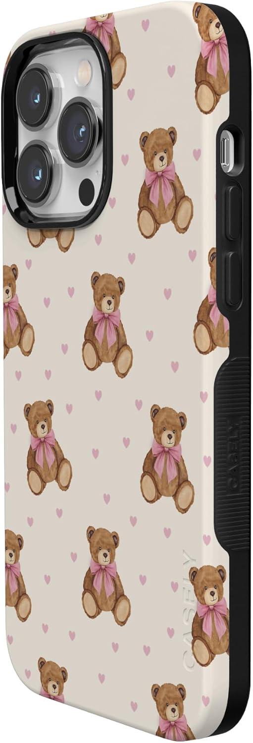 imageCasely iPhone 15 Pro Case Heart Noir Tiny Hearts Bold Protective Design MagSafe Compatible DesignCuddle Club Teddy Bear