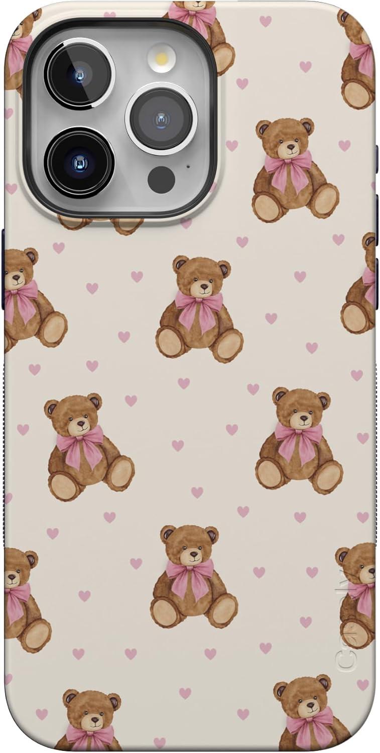 imageCasely iPhone 15 Pro Case Heart Noir Tiny Hearts Bold Protective Design MagSafe Compatible DesignCuddle Club Teddy Bear