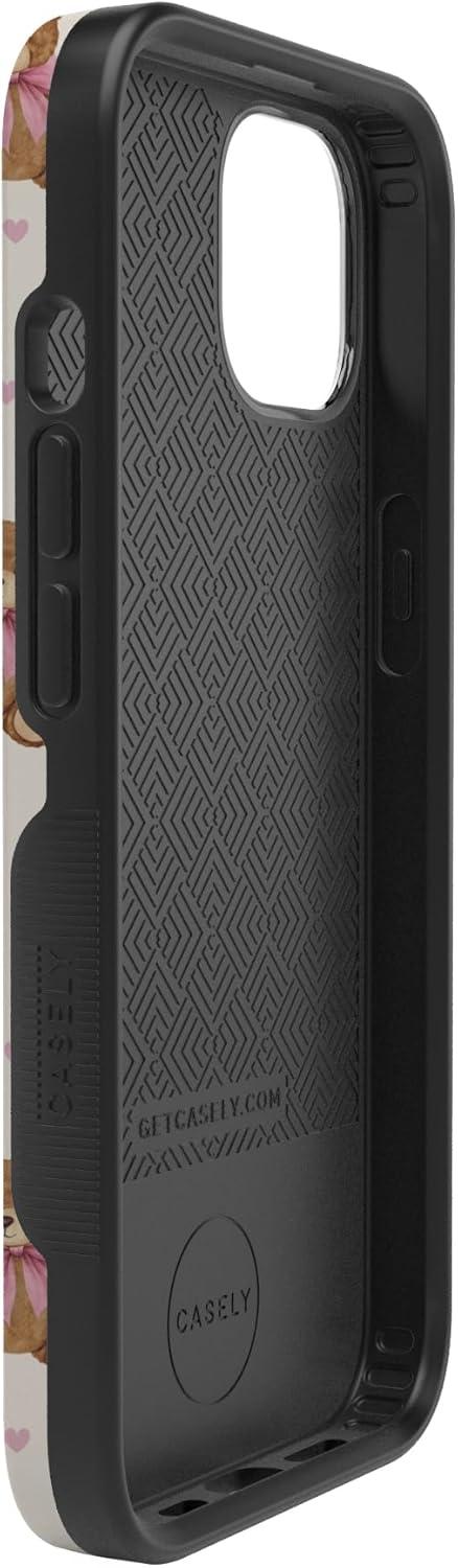 imageCasely iPhone 15 Pro Case Heart Noir Tiny Hearts Bold Protective Design MagSafe Compatible DesignCuddle Club Teddy Bear