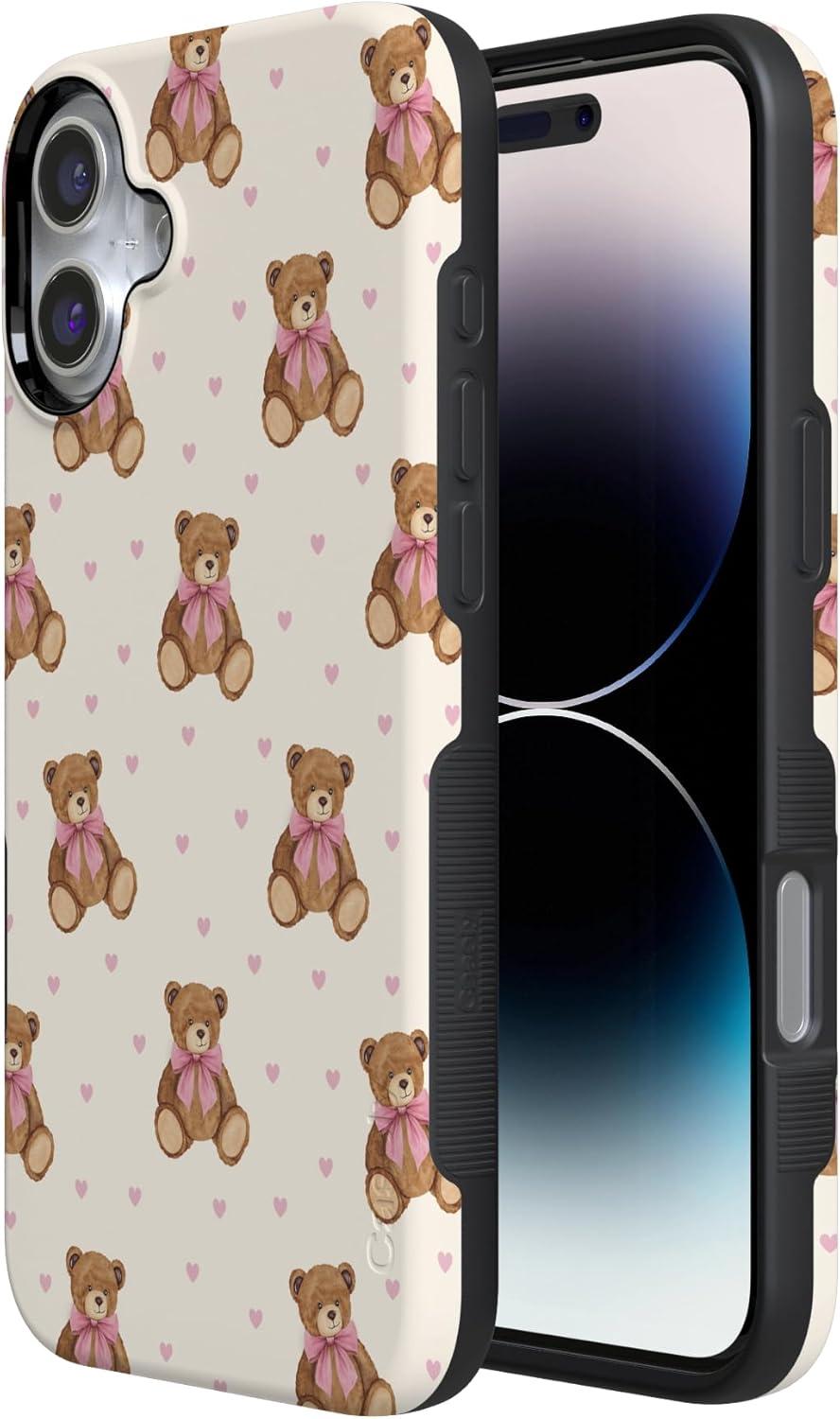 imageCasely iPhone 15 Pro Case Heart Noir Tiny Hearts Bold Protective Design MagSafe Compatible DesignCuddle Club Teddy Bear