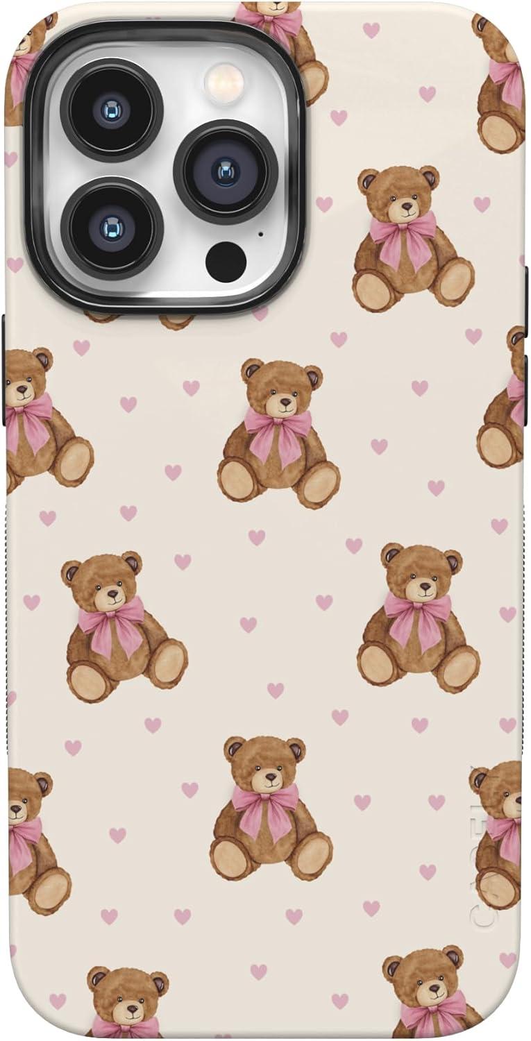 imageCasely iPhone 15 Pro Case Heart Noir Tiny Hearts Bold Protective Design MagSafe Compatible DesignCuddle Club Teddy Bear