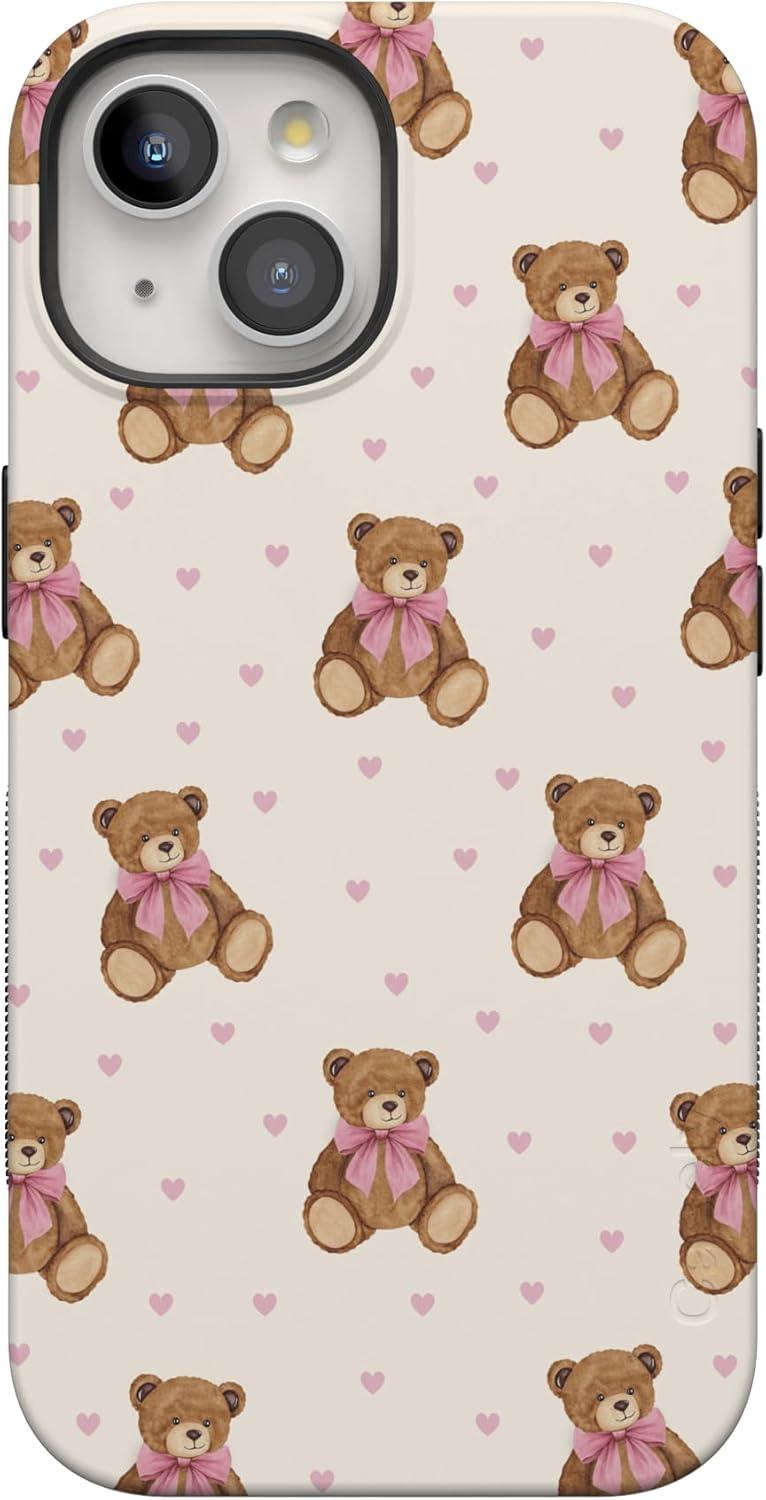 imageCasely iPhone 15 Pro Case Heart Noir Tiny Hearts Bold Protective Design MagSafe Compatible DesignCuddle Club Teddy Bear