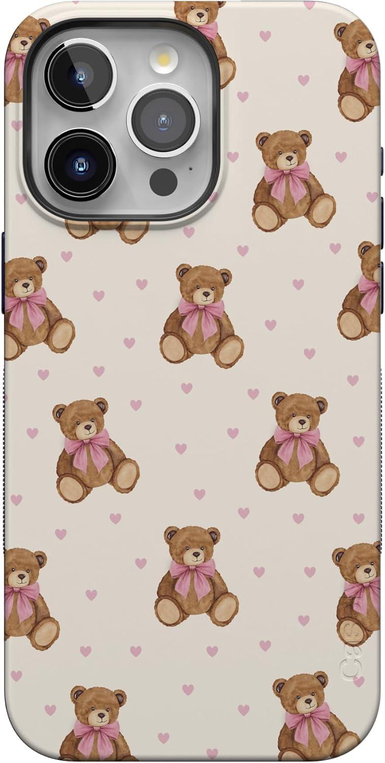 imageCasely iPhone 15 Pro Case Heart Noir Tiny Hearts Bold Protective Design MagSafe Compatible DesignCuddle Club Teddy Bear