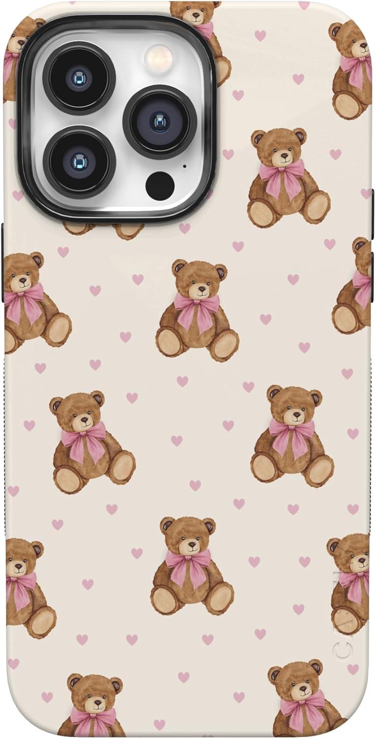 imageCasely iPhone 15 Pro Case Heart Noir Tiny Hearts Bold Protective Design MagSafe Compatible DesignCuddle Club Teddy Bear
