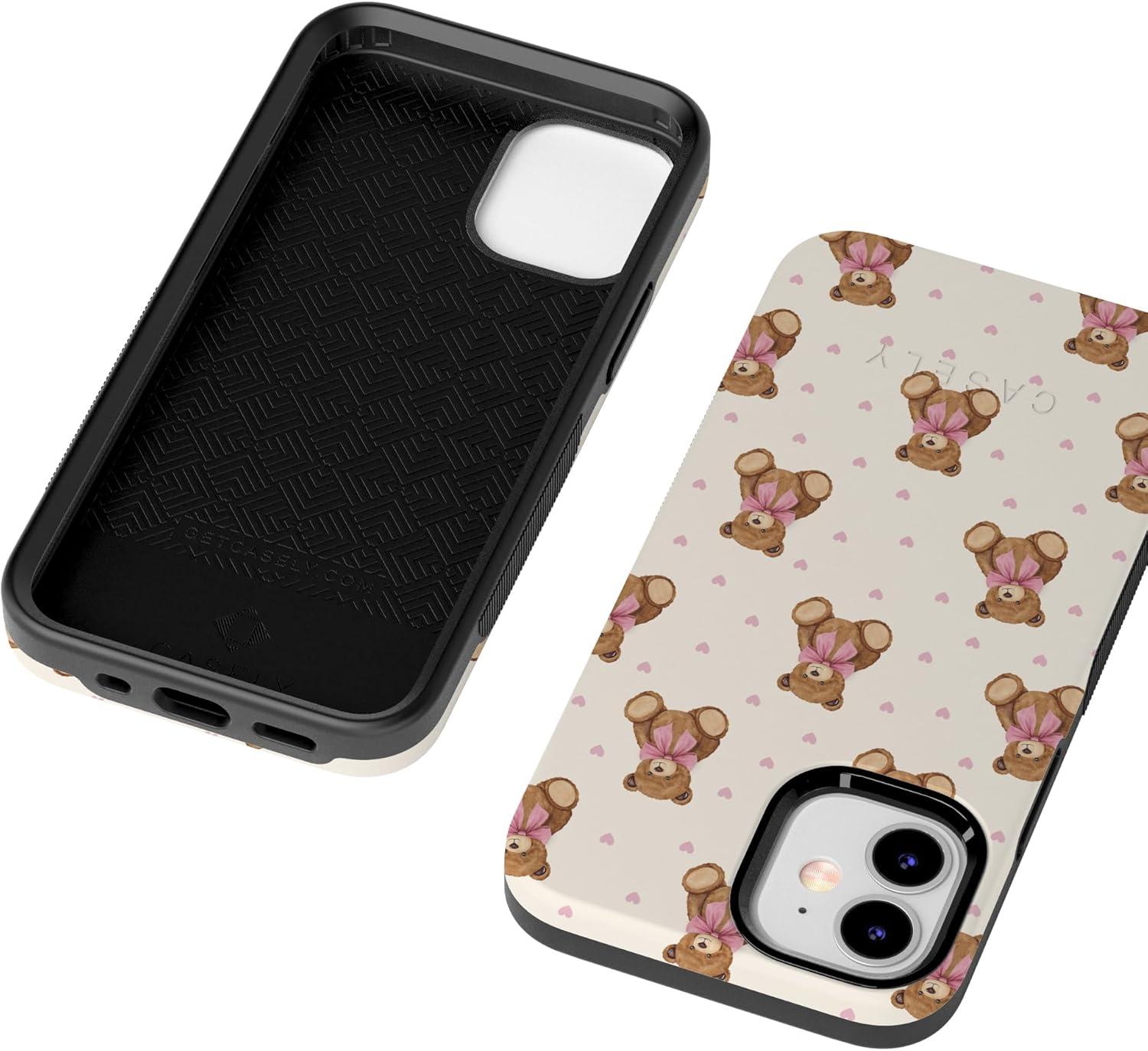 imageCasely iPhone 15 Pro Case Heart Noir Tiny Hearts Bold Protective Design MagSafe Compatible DesignCuddle Club Teddy Bear