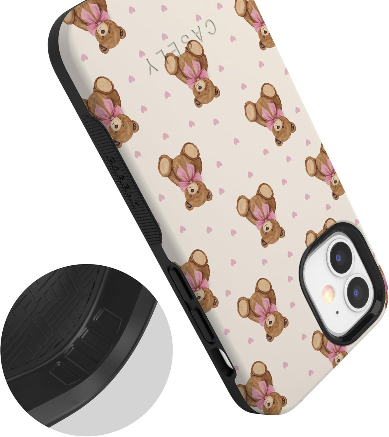 imageCasely iPhone 15 Pro Case Heart Noir Tiny Hearts Bold Protective Design MagSafe Compatible DesignCuddle Club Teddy Bear